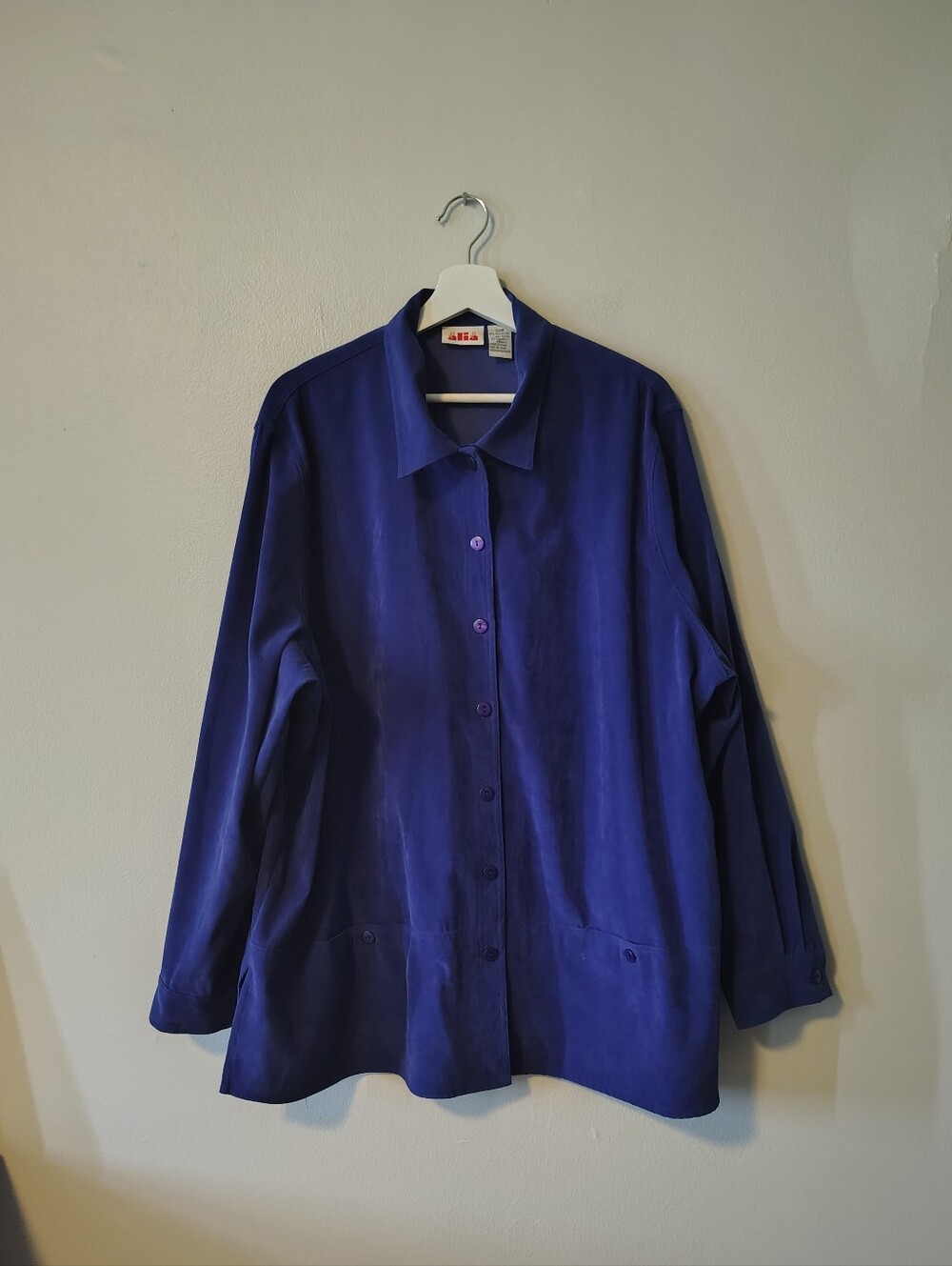 Alia Deep Blue Faux Suede Indoor/Outdoor Button-up Jacket